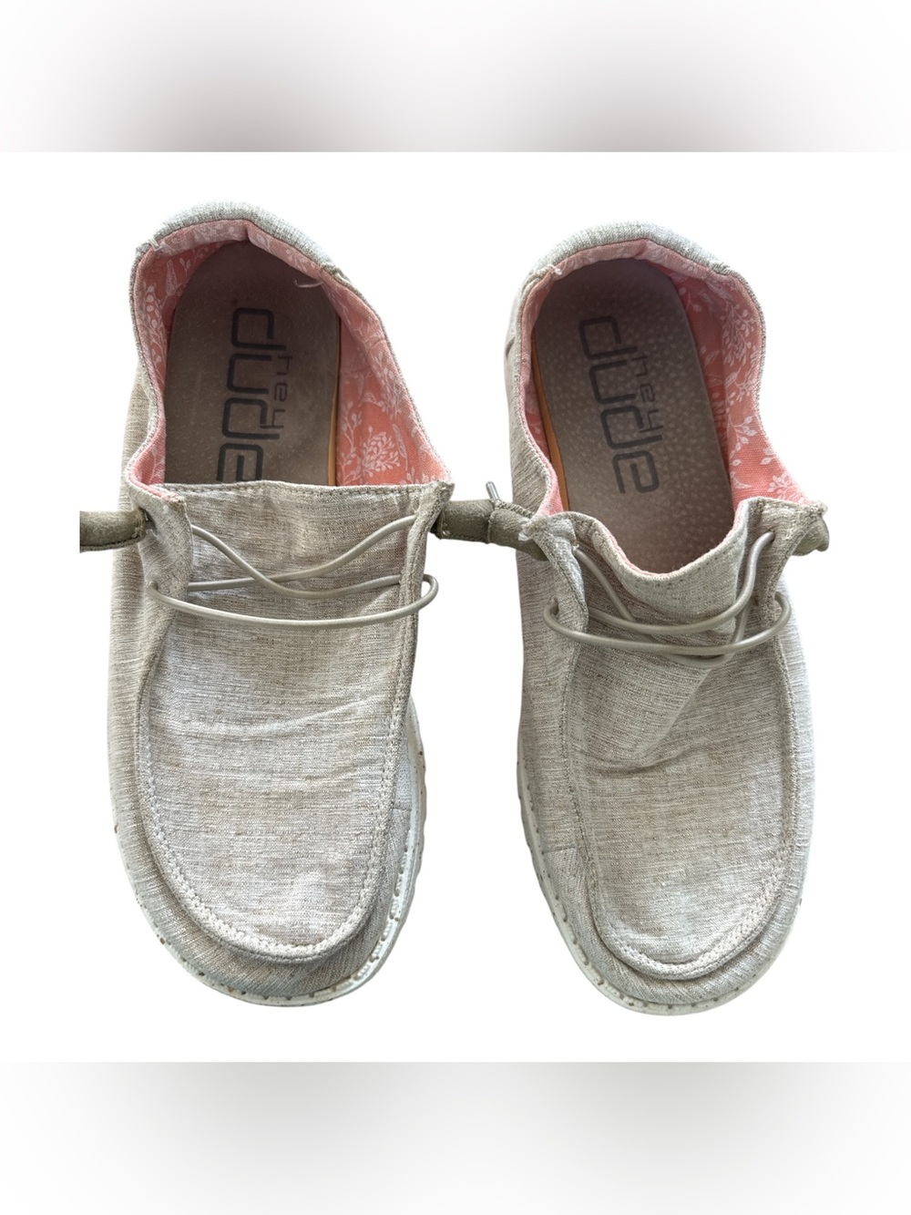 Hey Dude Wendy Chambray Slip On Shoe Sneakers Lightweight White Nut Women’s 9 - Picture 2 of 10